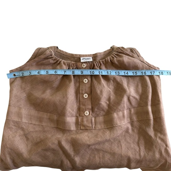 CP Shades Sausalito Large 100% Linen Brown Henley Tank Top Blouse Boho Beachy L - Picture 3 of 6